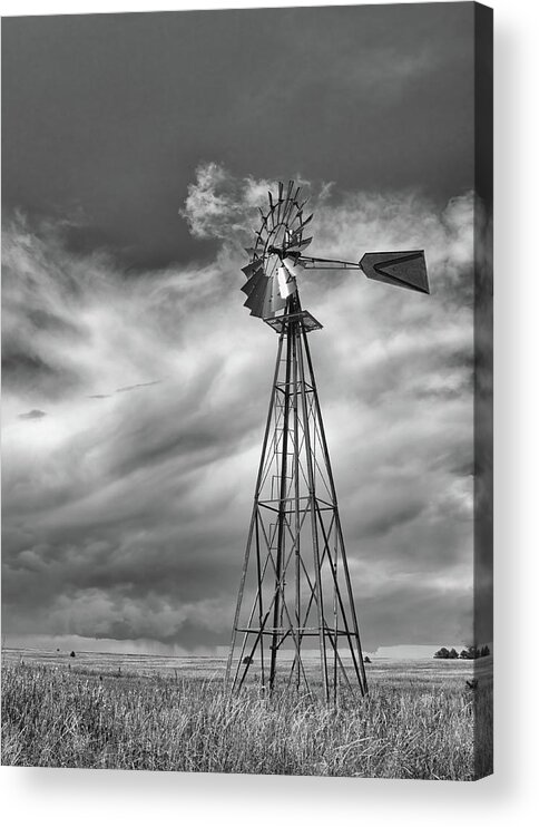 Prairie Acrylic Print featuring the photograph Prairie Windmill by Bob Falcone
