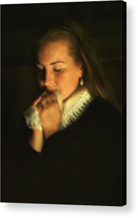 #instagram #edgalagan #galagan #edwardgalagan #eduardgalagan #nederland #netherlands #dutch #holland #veldhoven #eindhoven #nl #artgallery #artgalerie #gallery #geluk #super_holland #artphotography #artphoto #holland_netherlands #holland_nederland #portrait #painting #rembrant #rembrantlighting #gebed #vintage #retro #handkerchief #zakdoek Acrylic Print featuring the digital art Prayer by Edward Galagan