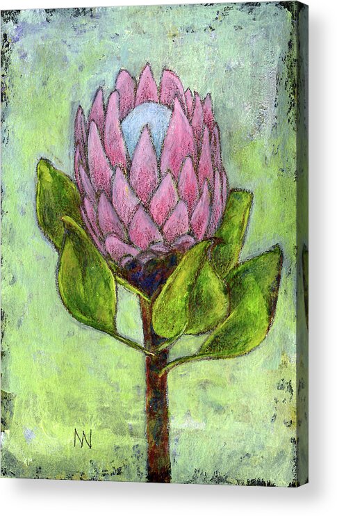 Protea Acrylic Print featuring the mixed media Protea Flower by AnneMarie Welsh