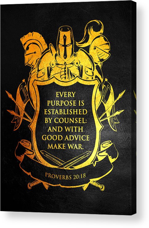  Acrylic Print featuring the digital art Proverbs 20 18 Bible Verse Wall Art by Bible Verse