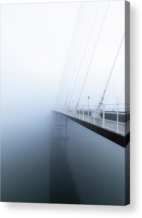 Ravenel Bridge Acrylic Print featuring the photograph Ravenel Bridge Morning Fog by Donnie Whitaker