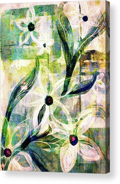 Floral Acrylic Print featuring the mixed media Retro Floral by Sherrie Triest