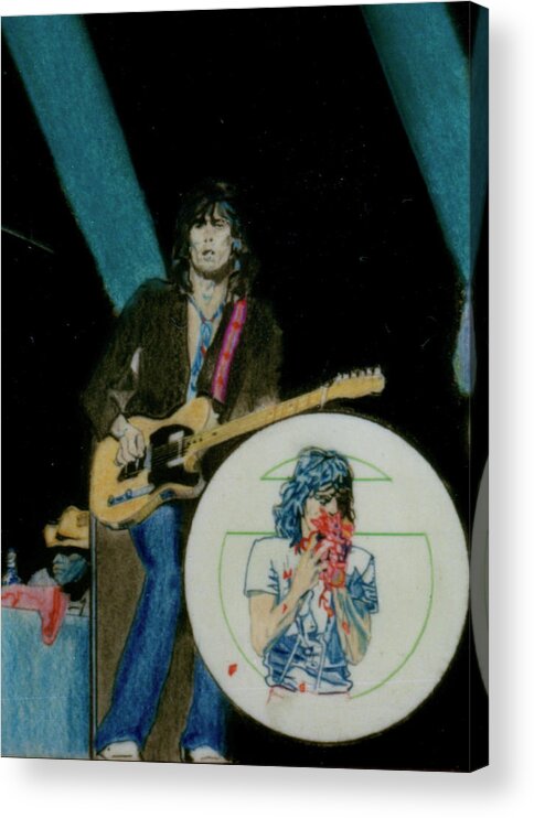 Colored Pencil Acrylic Print featuring the drawing Rolling Stones Live - Keith Richards And Mick Jagger - detail by Sean Connolly