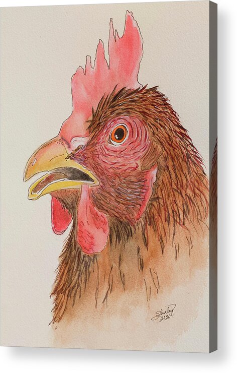 Rooster Acrylic Print featuring the mixed media Rooster by Shirley Dutchkowski
