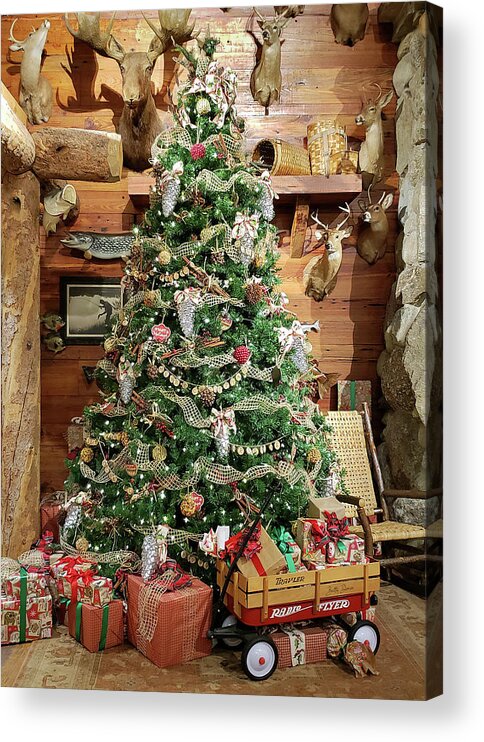 Christmas Acrylic Print featuring the photograph Rustic Cabin Christmas Tree by Betty Denise