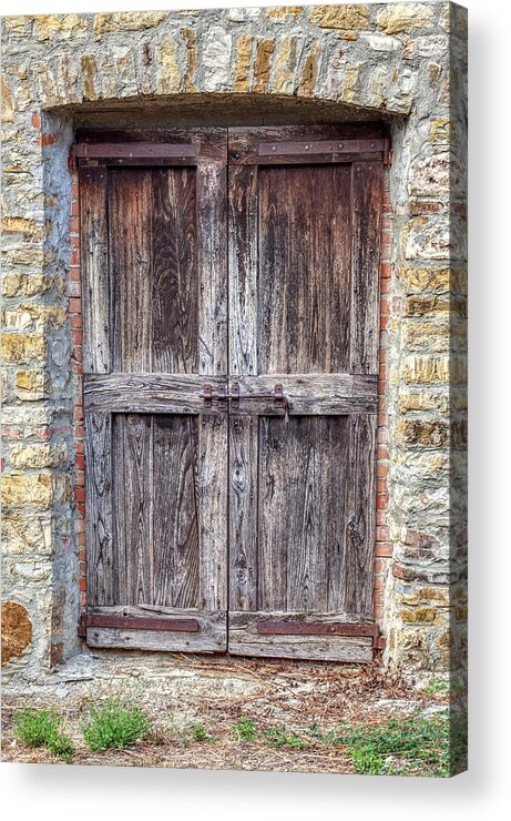Door Acrylic Print featuring the photograph Rustic Weathered Brown Wood Door by David Letts