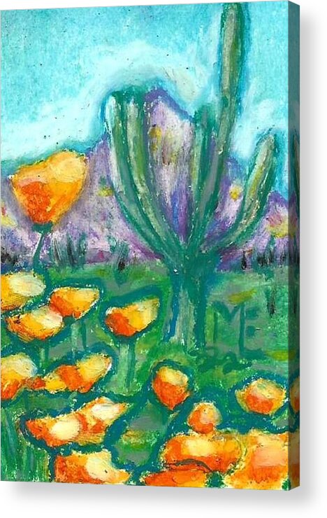Saguaro Cactus Acrylic Print featuring the painting Saguaro Cactus by Monica Resinger