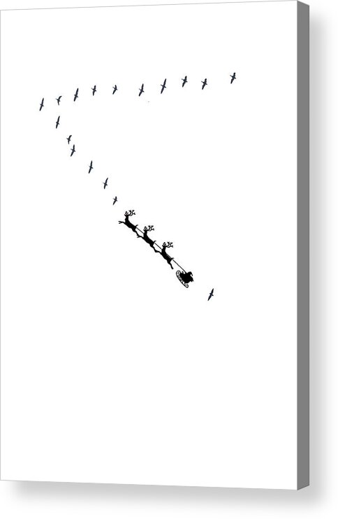 Canada Geese Acrylic Print featuring the mixed media Santa Flies in Formation by Moira Law