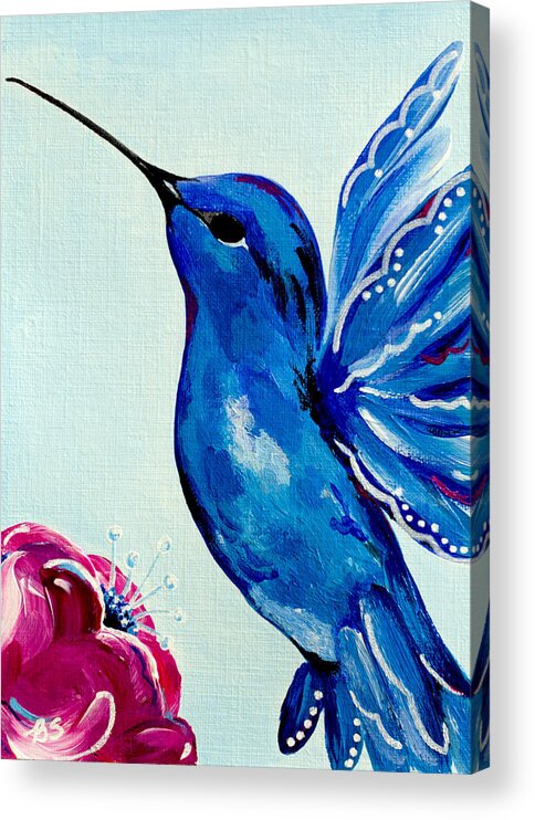 Bird Acrylic Print featuring the painting Sapphire Hummingbird by Beth Ann Scott