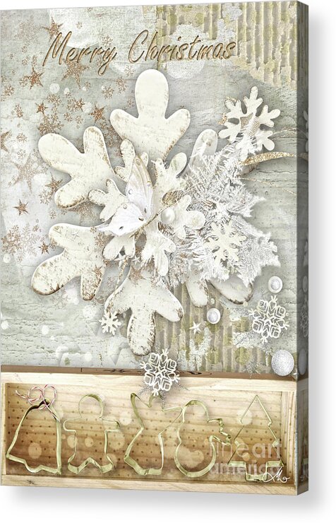 Snowflake For Christmas Acrylic Print featuring the mixed media Snowflake for Christmas by Mo T