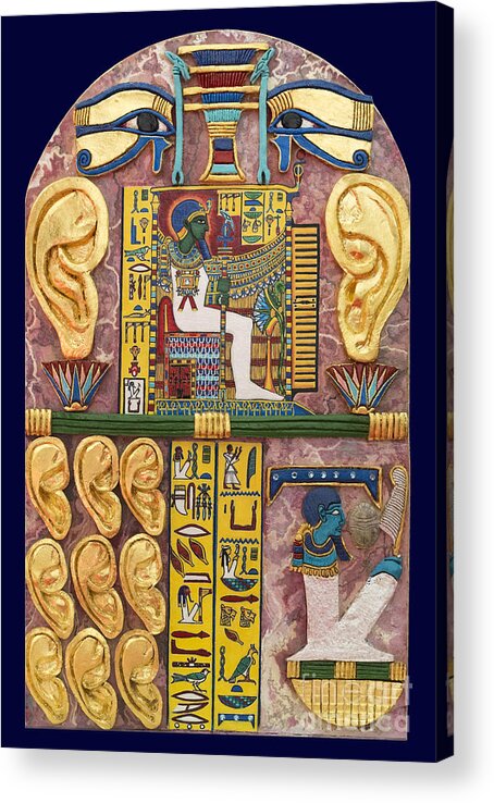Stela Acrylic Print featuring the mixed media Stela of Ptah Who Hears Prayers by Ptahmassu Nofra-Uaa