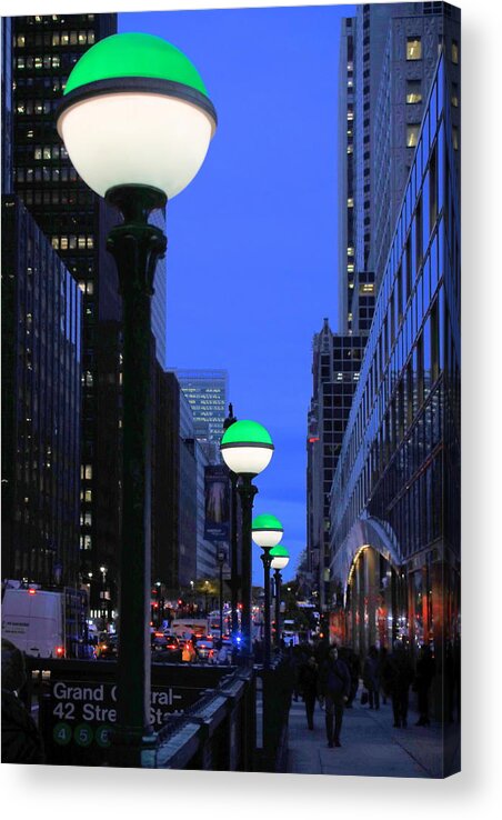 New York City Acrylic Print featuring the photograph Subway Globes at Twilight - A Manhattan Impression by Steve Ember