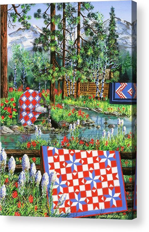 Log Cabin Acrylic Print featuring the painting Summer Dream by Diane Phalen