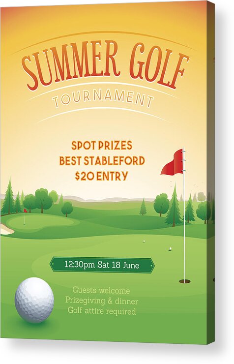 Sports Ball Acrylic Print featuring the drawing Summer golf tournament poster by Enjoynz