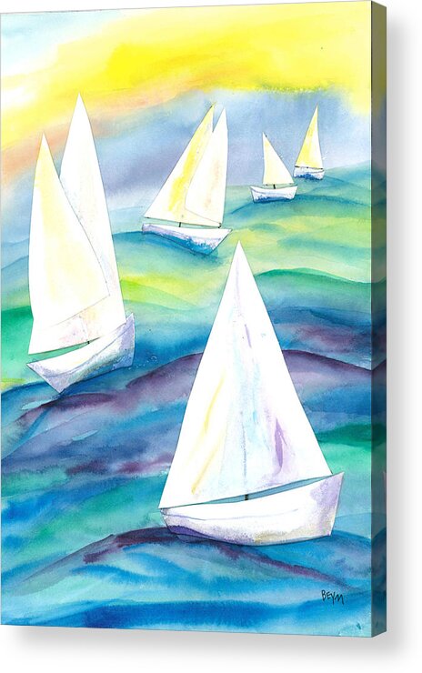 Sailboats Acrylic Print featuring the painting Summer Sails by Clara Sue Beym