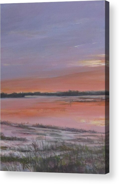 Painting Acrylic Print featuring the painting Sunrise on the Maurice River by Paula Pagliughi