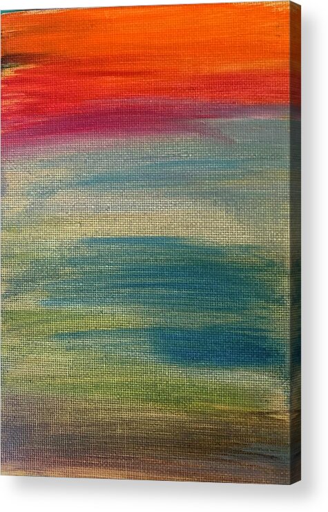 Oil Acrylic Print featuring the painting Sunset by Lisa White