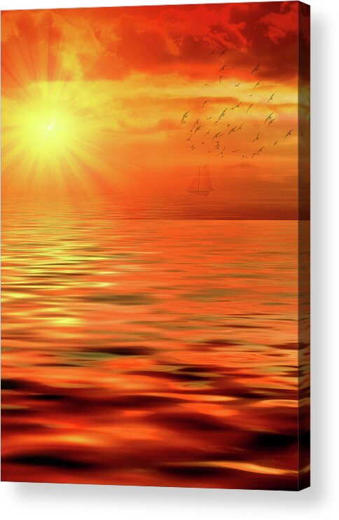 Sunset Acrylic Print featuring the digital art Sunset Waters by Doreen Erhardt