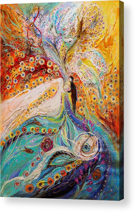 Modern Jewish Art Acrylic Print featuring the painting The Angel Wings #11. The wedding. Part I by Elena Kotliarker