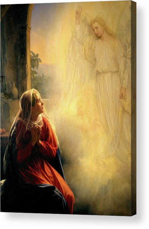 The Annunciation Acrylic Print featuring the painting The Annunciation by Carl Bloch