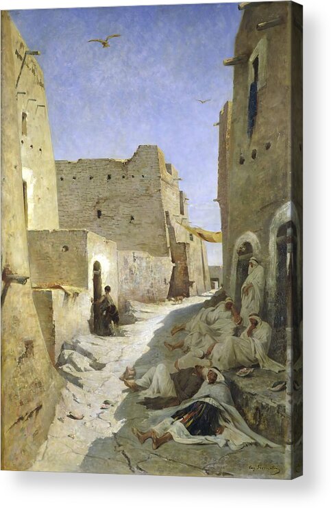 Eugene Fromentin Acrylic Print featuring the painting The Bab El Gharbi Road Laghouat by Eugene Fromentin