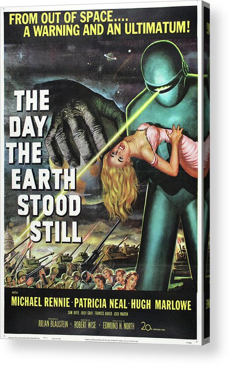 Patricia Neal Acrylic Print featuring the mixed media ''The Day the Earth Stood Still'' movie poster 1951 by Movie World Posters
