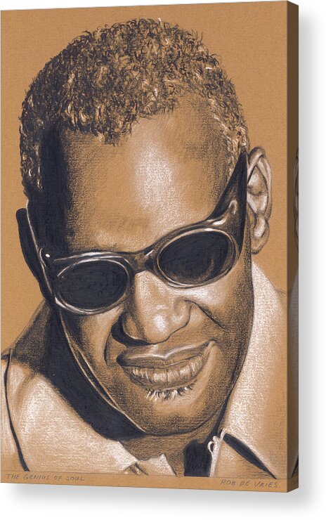 Singer Acrylic Print featuring the drawing The genius of soul by Rob De Vries