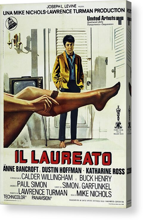 Graduate Acrylic Print featuring the mixed media ''The Graduate'', with Dustin Hoffman, 1967 by Stars on Art