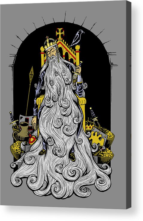 King Acrylic Print featuring the drawing The King Under the Mountain by Jonathan Pageau