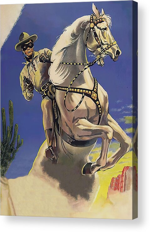Lone Acrylic Print featuring the painting ''The Lone Ranger'', 1956, movie poster painting by Movie World Posters