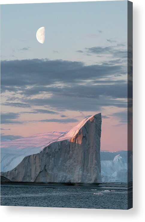 Disco Bay Acrylic Print featuring the photograph The moon over Disco bay by Anges Van der Logt