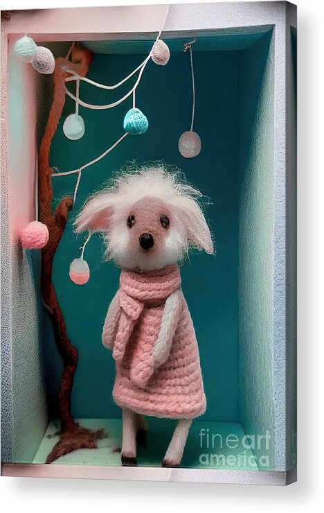 Little Knitted Animals Acrylic Print featuring the digital art Tiny Littles VI by Mindy Sommers
