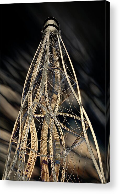 Tin Man Acrylic Print featuring the photograph Trippin' Tin Man - Reimagination of the historic Oregon WI water tower by Peter Herman