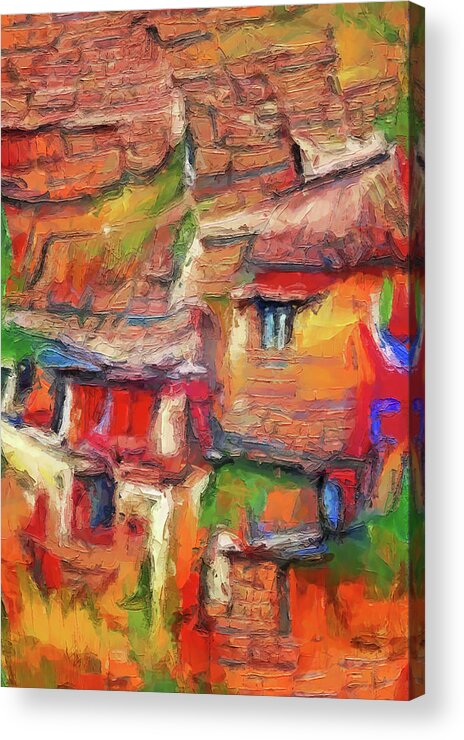 Tropical Village Acrylic Print featuring the painting Tropical Village by Dan Sproul