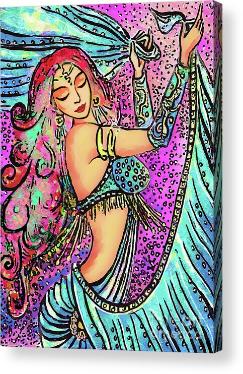 Belly Dancer Acrylic Print featuring the painting Turquoise Dancer by Eva Campbell