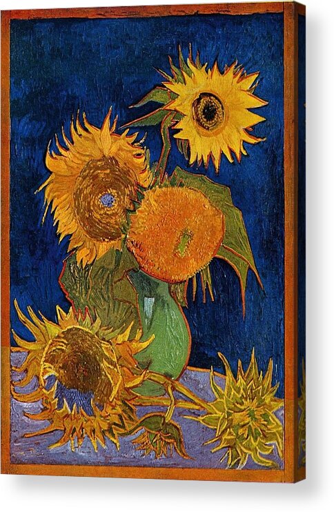  Acrylic Print featuring the painting Vincent van Gogh - Six Sunflowers by Les Classics
