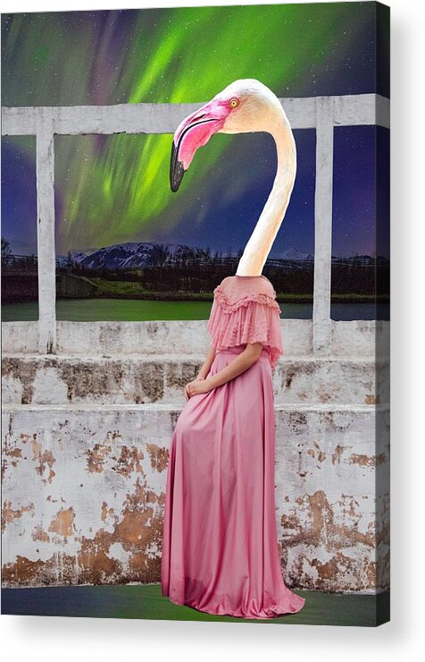 Collage Acrylic Print featuring the digital art Waiting by Tanja Leuenberger