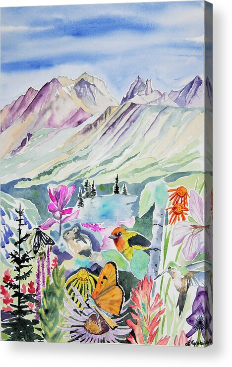 Telluride Acrylic Print featuring the painting Watercolor - Telluride Memories by Cascade Colors