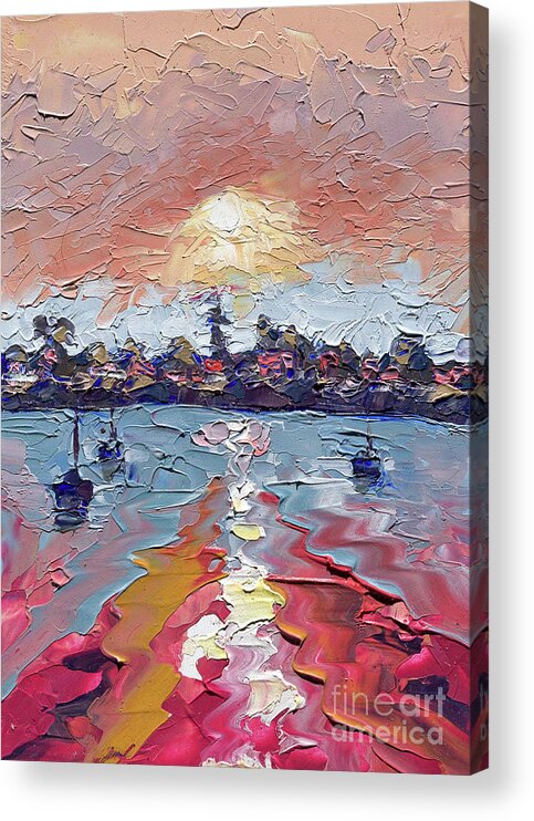 Impressionist Acrylic Print featuring the painting West Cliff Sunset, 2020 by PJ Kirk