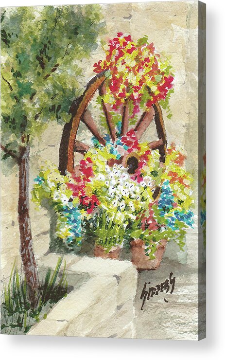 Flowers Acrylic Print featuring the painting Wheel Of Flowers by Sam Sidders