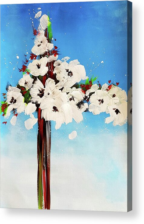 White Flowers Acrylic Print featuring the painting White Flowers by Nicole Tang