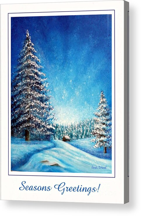 Holiday Acrylic Print featuring the painting Wintry Light - Seasons Greetings by Sarah Irland
