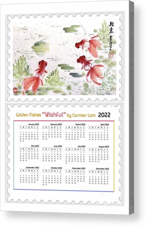 Wishful Calendar 2022 Acrylic Print featuring the mixed media Wishful Calendar by Carmen Lam