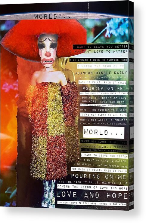 Collage Acrylic Print featuring the digital art World... by Tanja Leuenberger