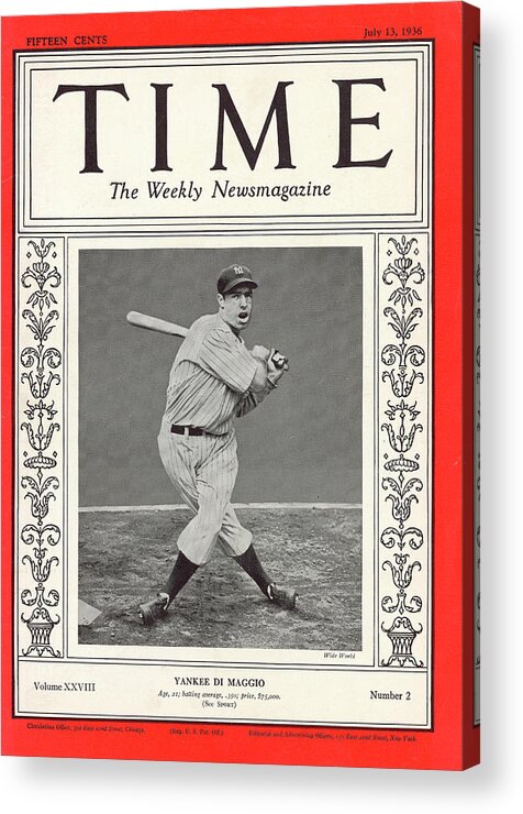 Yankees Acrylic Print featuring the photograph Yankee Di Maggio - Joe DiMaggio 1936 by Wide World