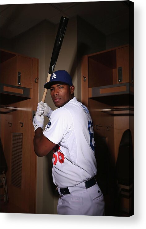 Media Day Acrylic Print featuring the photograph Yasiel Puig by Christian Petersen