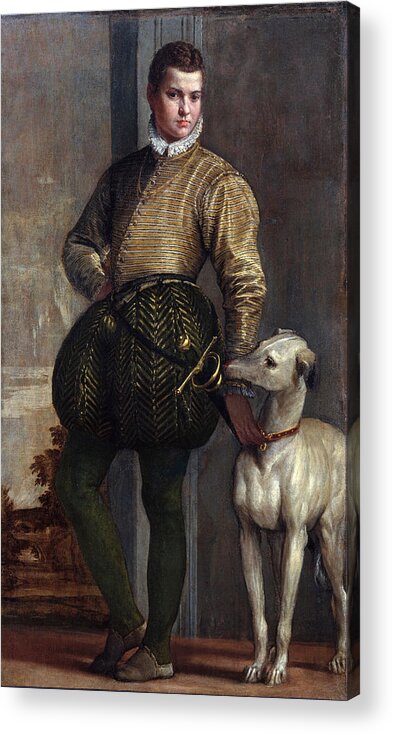 Paolo Veronese Acrylic Print featuring the painting Boy with a Greyhound #6 by Paolo Veronese