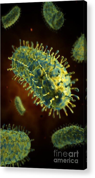 Vertical Acrylic Print featuring the digital art Conceptual Image Of Rabies Virus #1 by Stocktrek Images