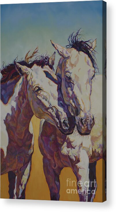 Contemporary Horse Painting Acrylic Print featuring the painting Twins #1 by Patricia A Griffin