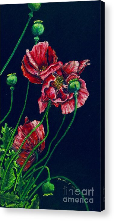 Flowers Acrylic Print featuring the pastel Kara's Poppies by Linda Simon